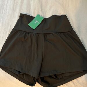 Black, high-rise, Halara shorts